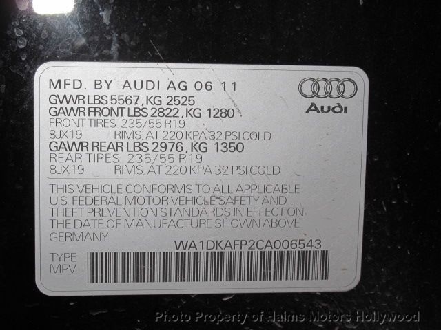 2012 AUDI Q5 QUATTRO 4DR 3.2L PREMIUM PLUS AWD SUV